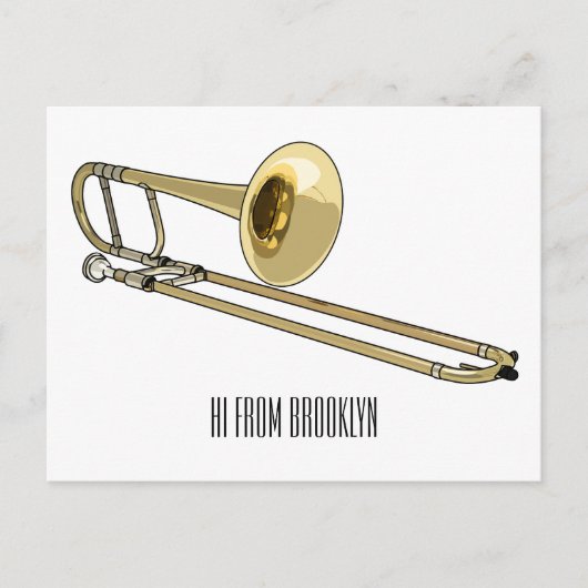Trombone cartoon illustratie briefkaart (Voorkant)