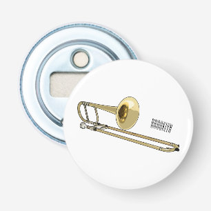 Trombone cartoon illustratie button flesopener