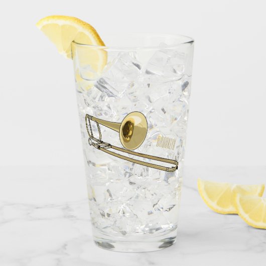 Trombone cartoon illustratie glas (Voorkant ijs)