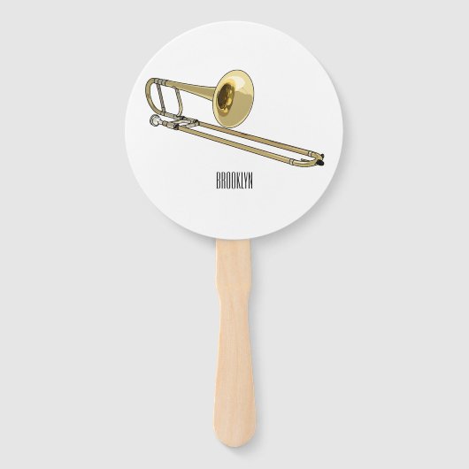 Trombone cartoon illustratie handwaaier (Voorkant)