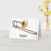Trombone cartoon illustratie kaart (Gele Bloem)