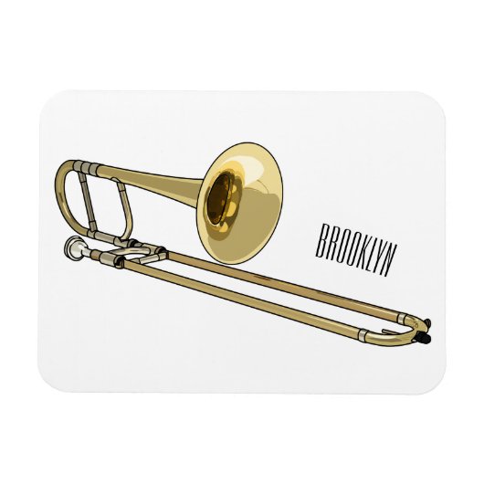 Trombone cartoon illustratie magneet (Horizontaal)