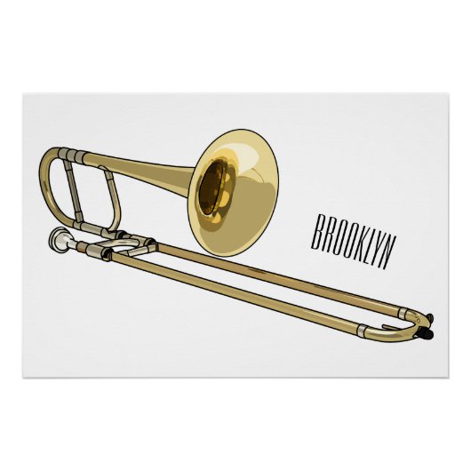 Trombone cartoon illustratie perfect poster (Voorkant)