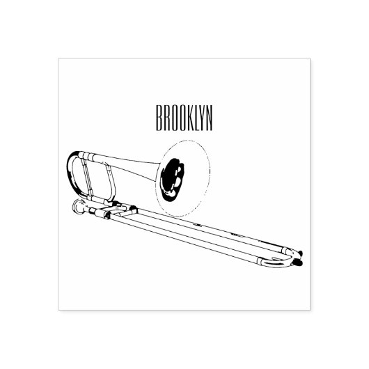 Trombone cartoon illustratie 	rubberstempel (Afrduk)