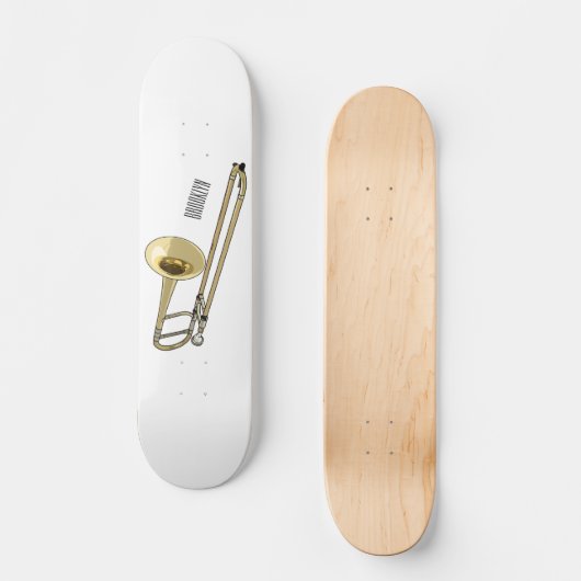 Trombone cartoon illustratie skateboard (Voorkant)