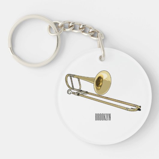 Trombone cartoon illustratie sleutelhanger (Voorkant)