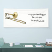 Trombone cartoon illustratie spandoek (Beurs)