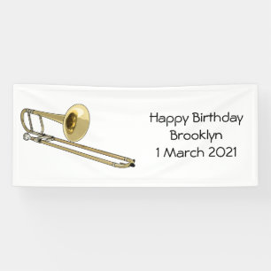 Trombone cartoon illustratie spandoek