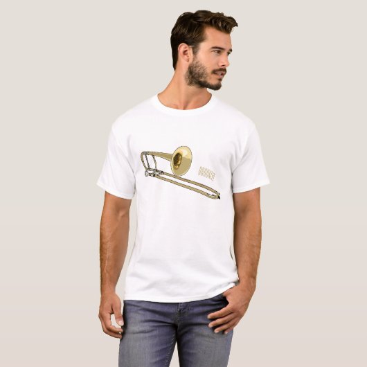 Trombone cartoon illustratie t-shirt (Voorkant volledig)