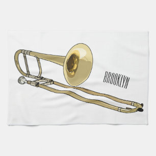 Trombone cartoon illustratie theedoek