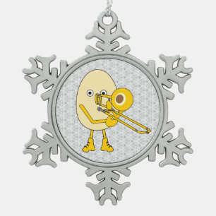 Trombone Egghead Tin Sneeuwvlok Ornament