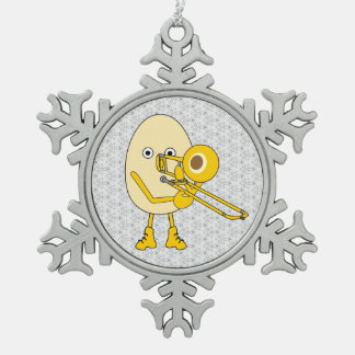 Trombone Egghead Tin Sneeuwvlok Ornament