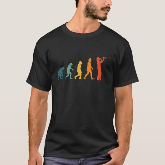 Trombone Evolution Retro Trombone Player Trombonis T-shirt (Voorkant)