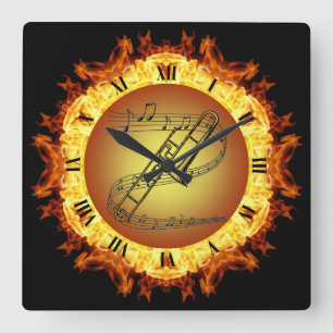 Trombone ~ Fire Creation #3 ~ Out of the Crucible~ Vierkante Klok