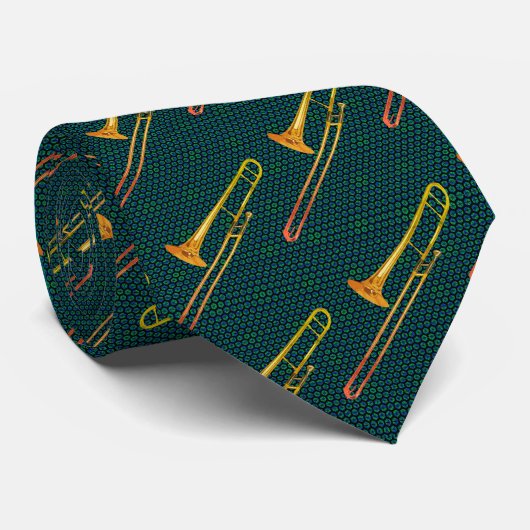 Trombone Green Neck Tie Stropdas (Opgerold)