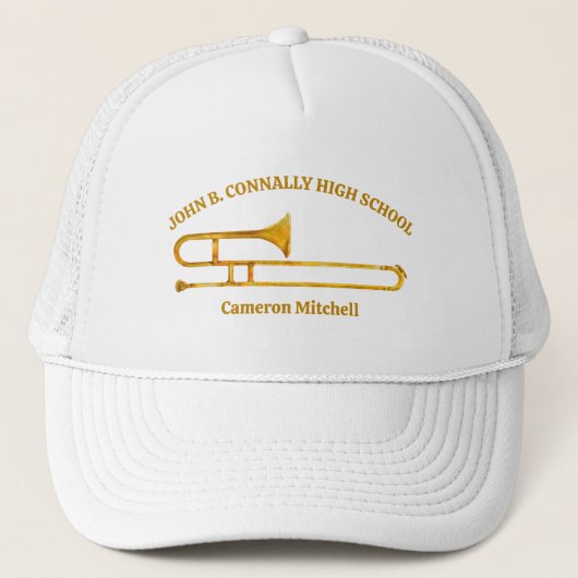 Trombone High School Band Gold gepersonaliseerd Trucker Pet (Voorkant)