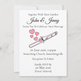 Trombone Huwelijksuitnodiging Brass Musicians Kaart