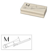 Trombone Initiaal Monogram Musician Band Teacher Rubberstempel (Gestempeld)