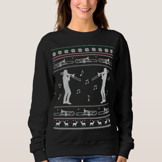 Trombone Kerst Grappige Band Lelijke Sweater (Voorkant)