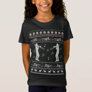 Trombone Kerst Grappige Band Lelijke Sweater T-shirt