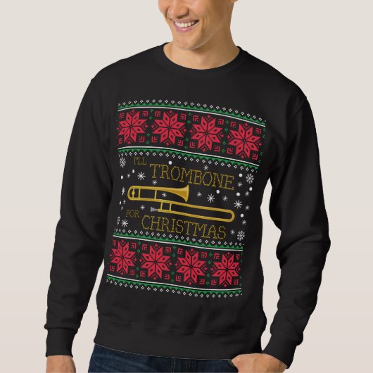 Trombone Marching Band Ugly KerstSweater Trui (Voorkant)