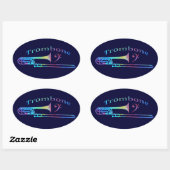 Trombone met Bass Clef Ovale Sticker (Vel)
