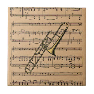 Trombone met vel Music Background Tegeltje