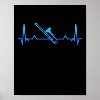 Trombone Music Heartbeat Funny Mam Gift Poster