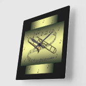 Trombone ~ Musical Swirl ~ Notes ~ * ~ Vierkante Klok (Hoek)