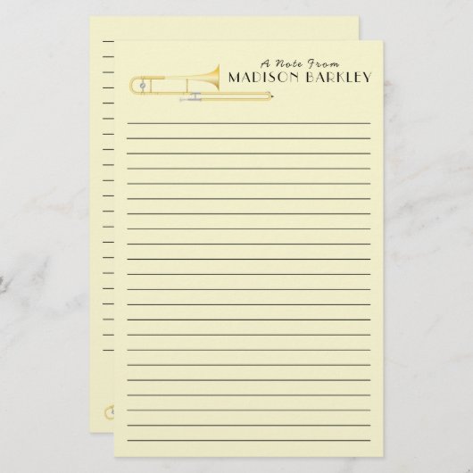 Trombone Musician Teacher Stationery Briefpapier (Voorkant / Achterkant)