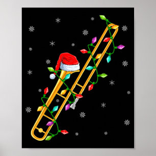 Trombone Muziek Liefhebber Kerstverlichting Kerstm Poster