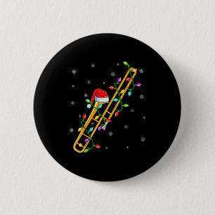 Trombone Muziekliefhebber Kerstverlichting Kerstma Ronde Button 5,7 Cm