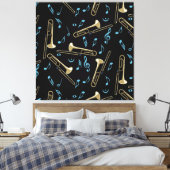 Trombone Muzieknoten Canvas Afdruk (Insitu (Slaapkamer))