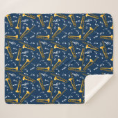 Trombone Muzieknoten Patroon Sherpa Deken (Voorkant (horizontaal))