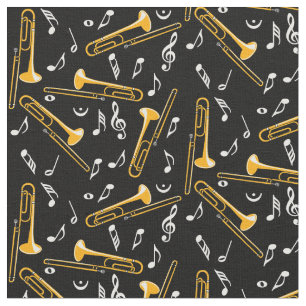 Trombone Muzieknoten Stof