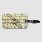 Trombone on Rolling Sheet Music ~ Bagagelabel (Voorkant (horizontaal))