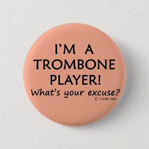 Trombone Player Excuseer Ronde Button 5,7 Cm