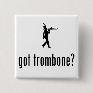 Trombone Player Vierkante Button 5,1 Cm