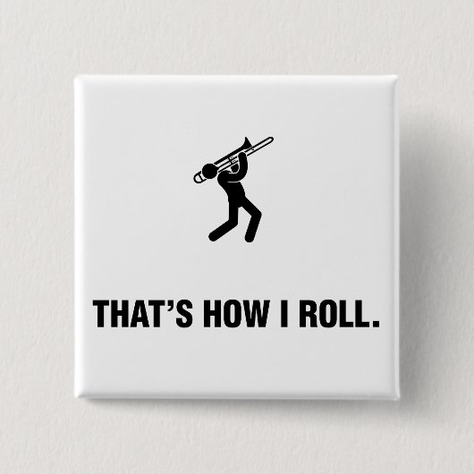 Trombone Player Vierkante Button 5,1 Cm (Voorkant)