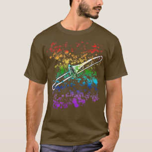 Trombone Rainbow Kleuren Trombonist Messing Muzika T-shirt