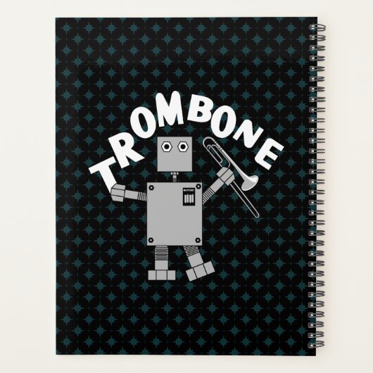 Trombone Robot Wit Tekst Planner (Achterkant)