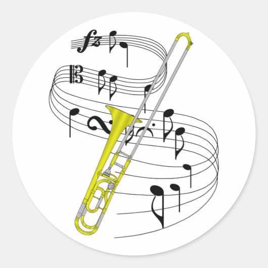 Trombone Ronde Sticker (Voorkant)