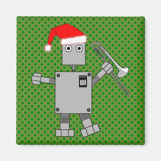 Trombone Santa Hat Robot Magneet (Voorkant)