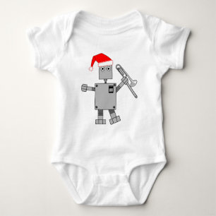 Trombone Santa Hat Robot Romper