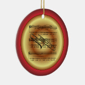 Trombone~Sheet Music~Red/Green/Gold~Kerst~ Keramisch Ornament (Rechts)