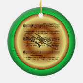 Trombone~Sheet Music~Red/Green/Gold~Kerst~ Keramisch Ornament (Achterkant)