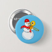 Trombone Snowman Ronde Button 5,7 Cm (Voorkant /achterkant)