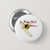 Trombone speelt goed ronde button 5,7 cm (Voorkant /achterkant)