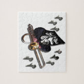 trombone-speler voor muziekontwerp legpuzzel (Verticaal)
