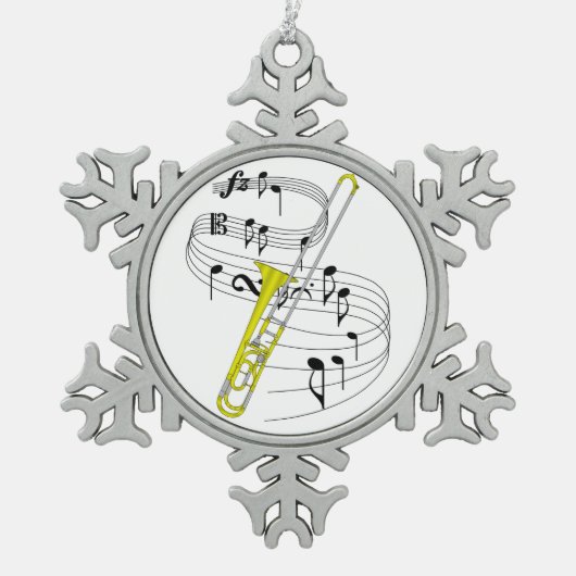 Trombone Tin Sneeuwvlok Ornament (Voorkant)